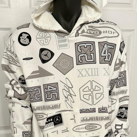 *NEW* Nike JORDAN ESSENTIALS PRINTED PULLOVER HOODIE SAIL (HM7254 133) XL & Lrg - Picture 6 of 7